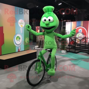 Grön encyklist maskotdräkt...