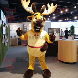 Gold Moose maskot kostume...