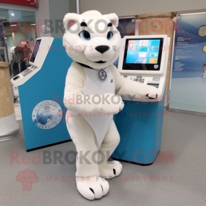White Mountain Lion mascot costume character dressed with a Leggings and Coin purses
