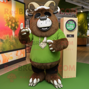 Olive Yak mascot costume character dressed with a Romper and Bracelet watches