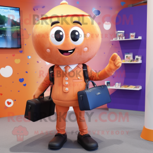 Rust Apricot mascot costume character dressed with a Jacket and Wallets