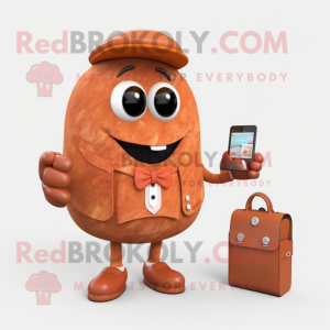 Rust Apricot mascot costume character dressed with a Jacket and Wallets