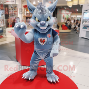 Silver Devil mascot costume character dressed with a Denim Shorts and Coin purses