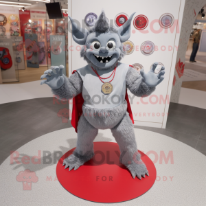Silver Devil mascot costume character dressed with a Denim Shorts and Coin purses