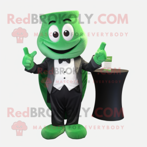 Green Engagement Ring mascot costume character dressed with a Waistcoat and Mittens