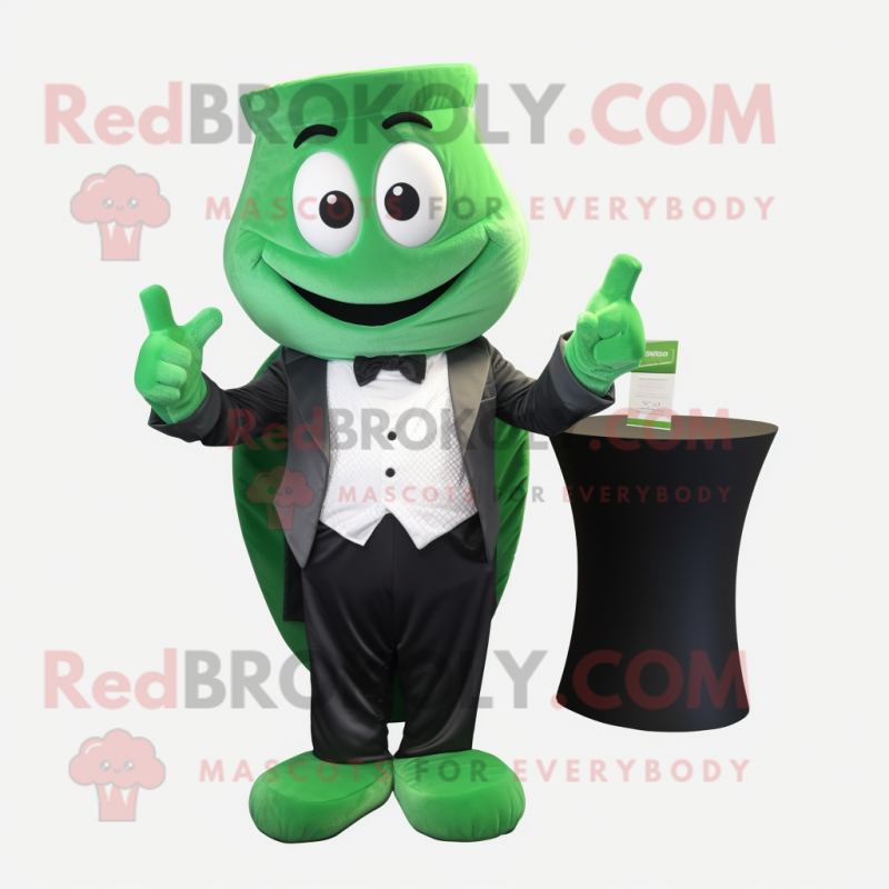 Green Engagement Ring mascot costume character dressed with a Waistcoat and Mittens Green Engagement Ring mascot costume character dressed with a Waistcoat and Mittens