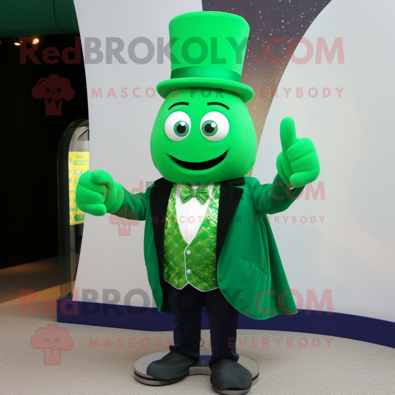 Green Engagement Ring mascot costume character dressed with a Waistcoat and Mittens Green Engagement Ring mascot costume character dressed with a Waistcoat and Mittens