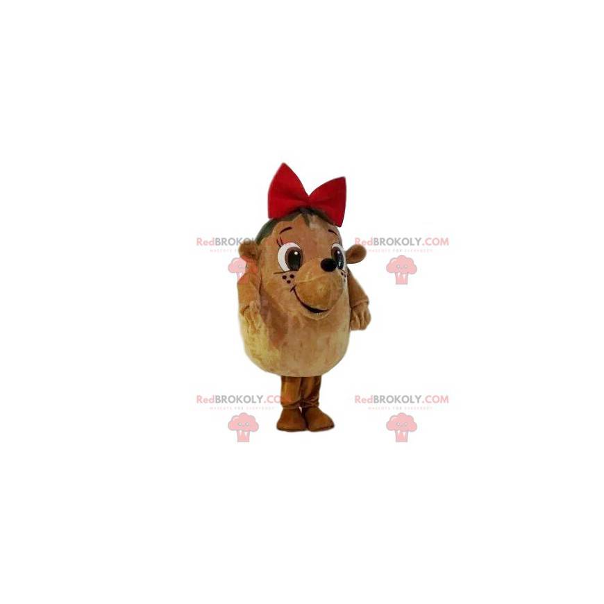 Veldig søt pinnsvin maskot, med rød sløyfe - Redbrokoly.com