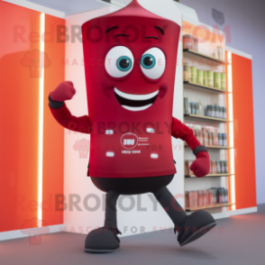 Red Scented Candle mascot costume character dressed with a Joggers and Belts