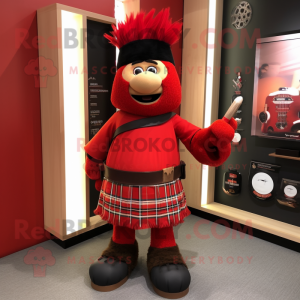 Rød sekkepipe maskot drakt...