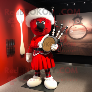 Rød sekkepipe maskot drakt...