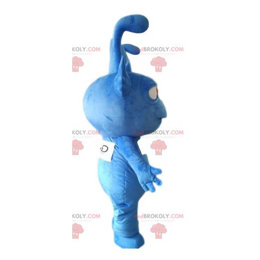 Mascot pequeño alienígena azul con dientes afilados. -