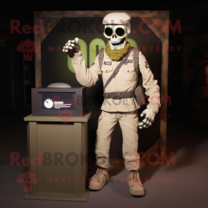 Cream Undead mascot costume character dressed with a Cargo Pants and Digital watches