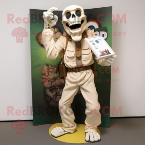 Cream Undead mascot costume character dressed with a Cargo Pants and Digital watches