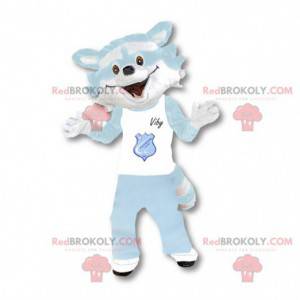 Mascotte de raton laveur blanc et bleu ciel - Redbrokoly.com