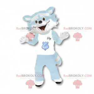 Raccoon mascot white and sky blue - Redbrokoly.com