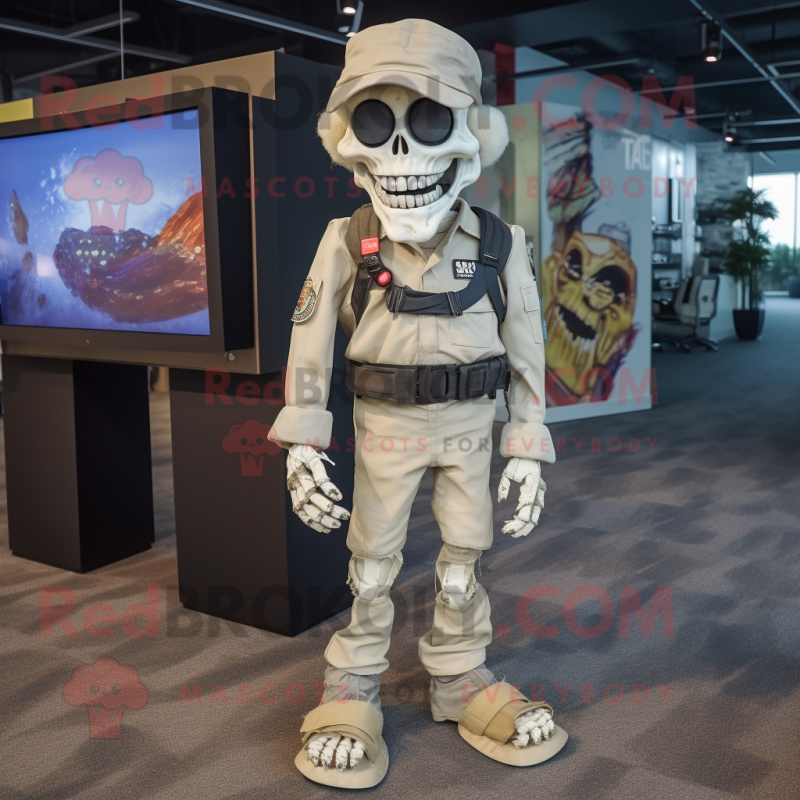 Cream Undead mascot costume character dressed with a Cargo Pants and Digital watches Cream Undead mascot costume character dressed with a Cargo Pants and Digital watches