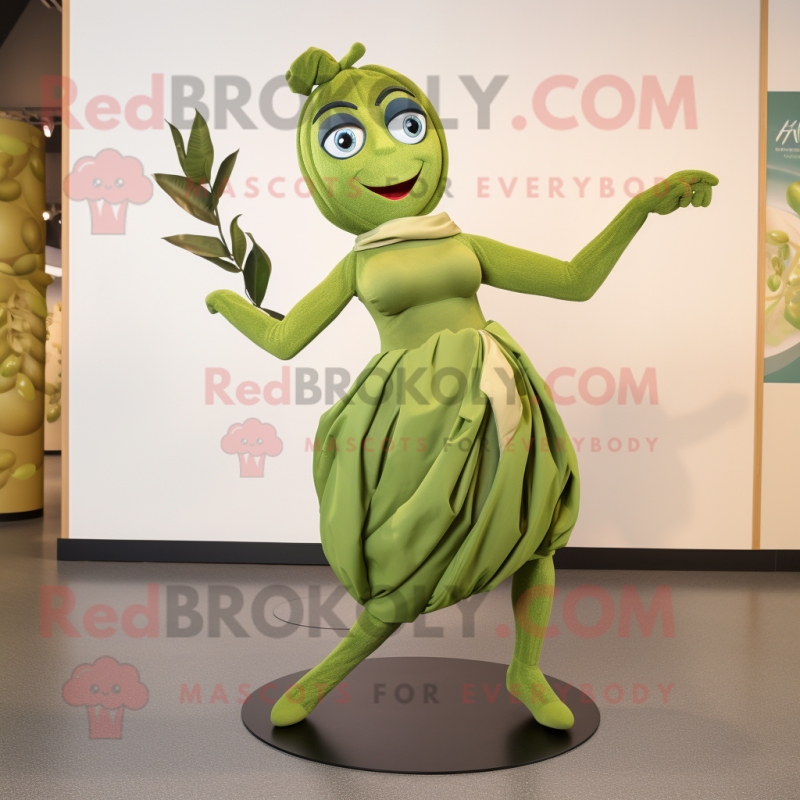 Olive Acrobat mascot costume character dressed with a Midi Dress and Scarves Olive Acrobat mascot costume character dressed with a Midi Dress and Scarves