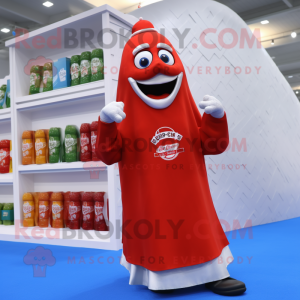 Silver Bottle Of Ketchup mascot costume character dressed with a Polo Tee and Shawls