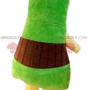 Mascotte de dinosaure vert très rigolo. Costume de dinosaure. -