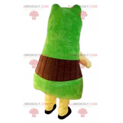 Mascotte de dinosaure vert très rigolo. Costume de dinosaure. -