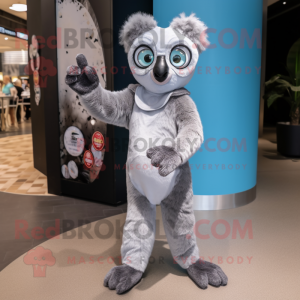 Silberner Lemur Maskottchen...