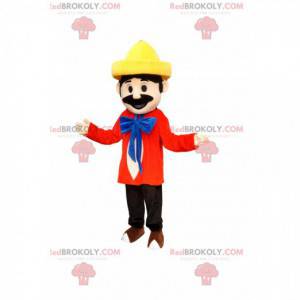 Mascot man in colorful outfit with a yellow hat - Redbrokoly.com