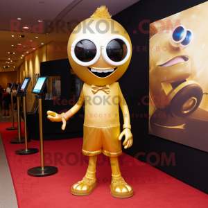 Gold Cyclops maskot kostume...