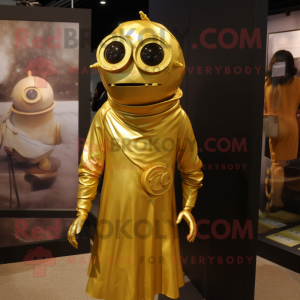 Gold Cyclops maskot kostume...