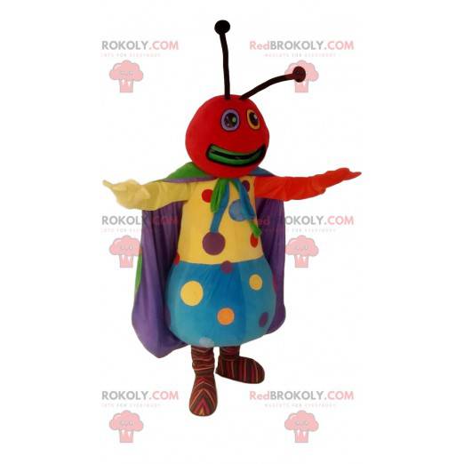 Mascot hormiga colorida, con puntos multicolores -