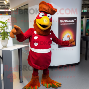 nan Tandoori Chicken mascot costume character dressed with a Playsuit and Cufflinks