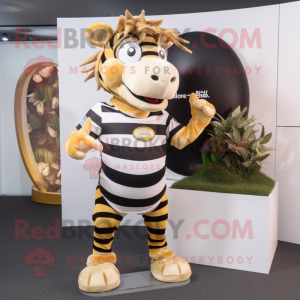 Guld Zebra maskot kostume...