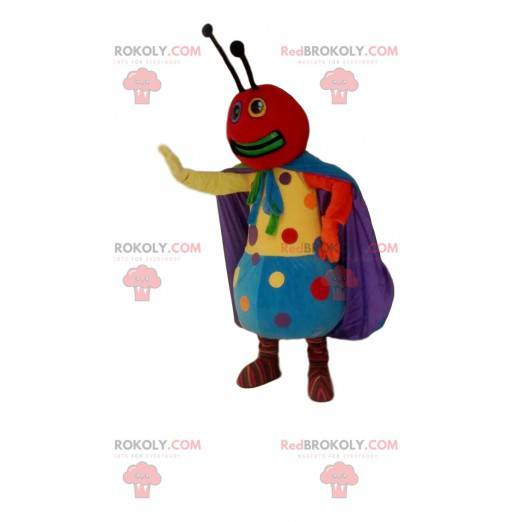 Bunte Ameise des Maskottchens mit bunten Punkten -