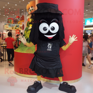 Black Pad Thai mascot costume character dressed with a Shorts and Shoe clips