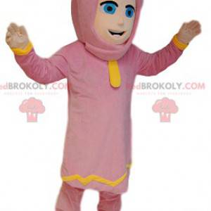 Touareg woman mascot in pink outfit. Womens costume -