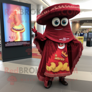 Maroon Enchiladas mascot costume character dressed with a Flare Jeans and Shawls