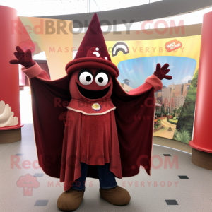 Maroon Enchiladas mascot costume character dressed with a Flare Jeans and Shawls