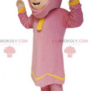 Mascotte de femme Touareg en tenue rose. Costume de femem -