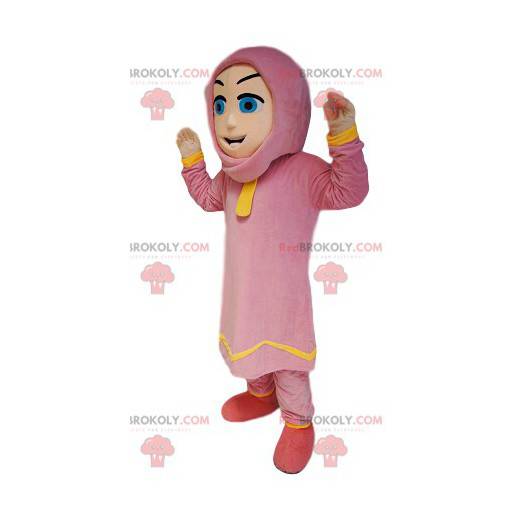 Touareg woman mascot in pink outfit. Womens costume -
