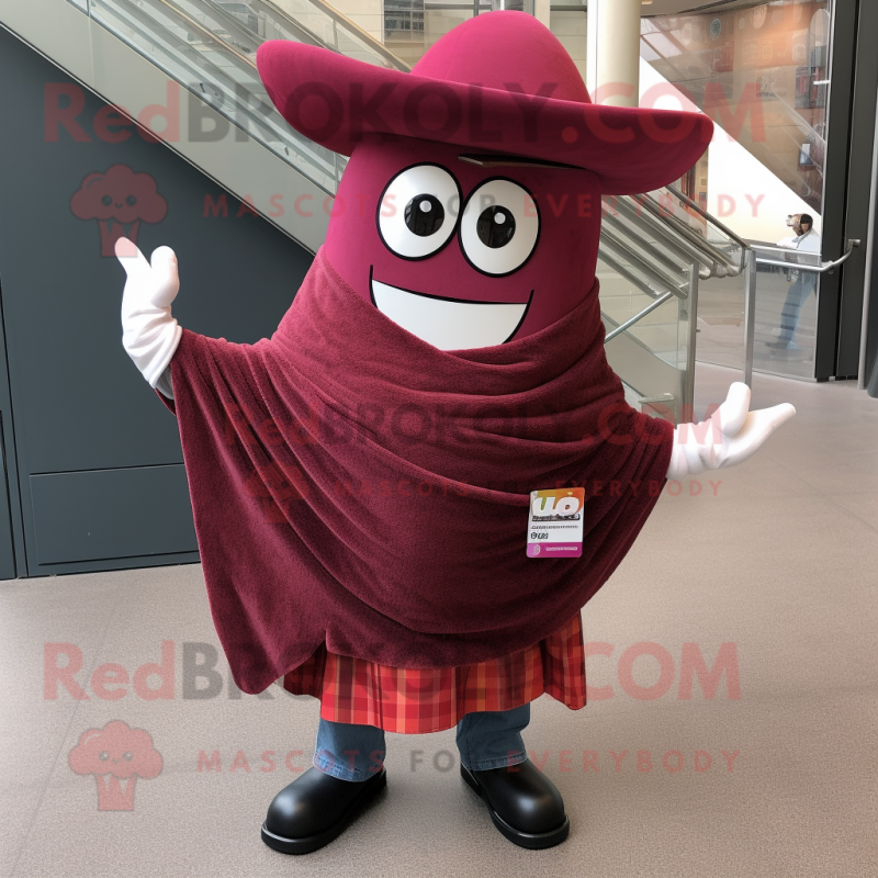 Maroon Enchiladas mascot costume character dressed with a Flare Jeans and Shawls Maroon Enchiladas mascot costume character dressed with a Flare Jeans and Shawls