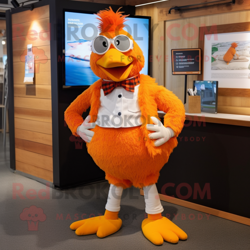 Orange Hens mascot costume character dressed with a Capri Pants and Ties