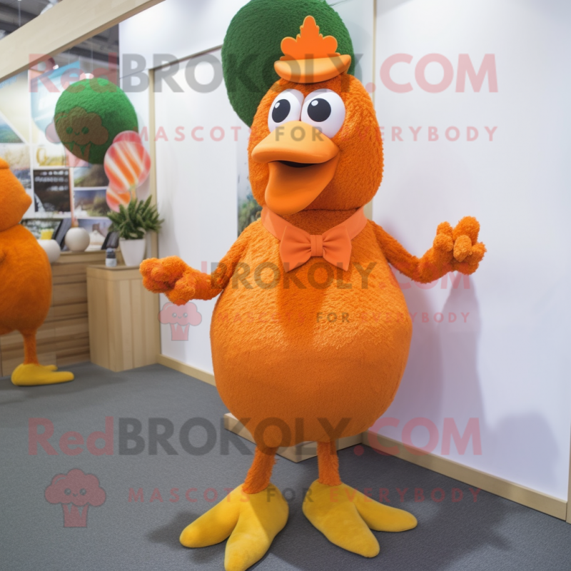 Orange Hens mascot costume character dressed with a Capri Pants and Ties