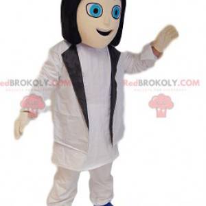 Mascot woman with a white costume. Woman costume -