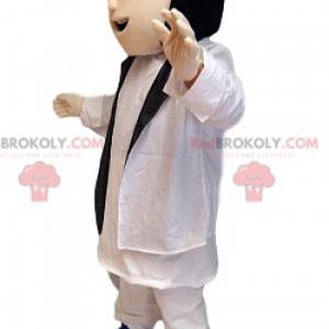 Donna mascotte con un costume bianco. Costume da donna -