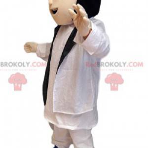 Mascot woman with a white costume. Woman costume -