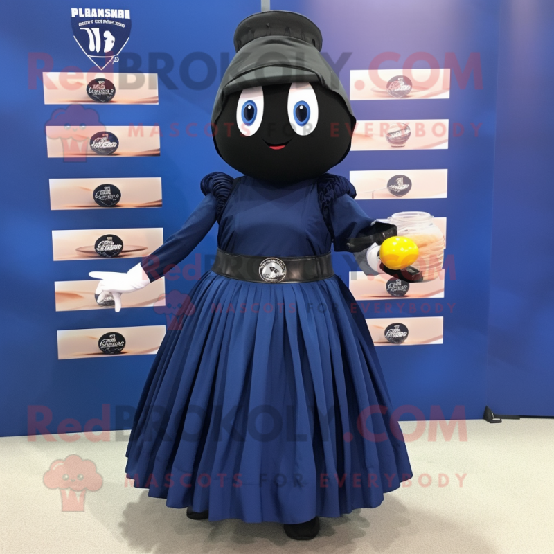 Navy Grenade mascot costume character dressed with a Pleated Skirt and Scarf clips Navy Grenade mascot costume character dressed with a Pleated Skirt and Scarf clips