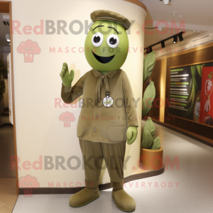 Olive Pepper mascot costume character dressed with a Chinos and Shoe laces