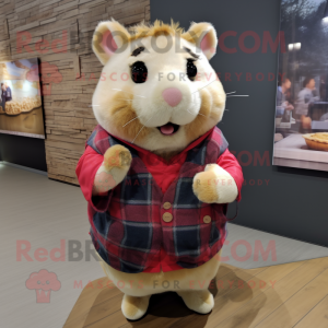 nan Hamster mascot costume character dressed with a Flannel Shirt and Wraps