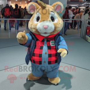 nan Hamster mascot costume character dressed with a Flannel Shirt and Wraps