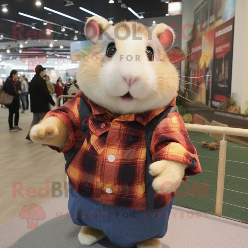 nan Hamster mascot costume character dressed with a Flannel Shirt and Wraps